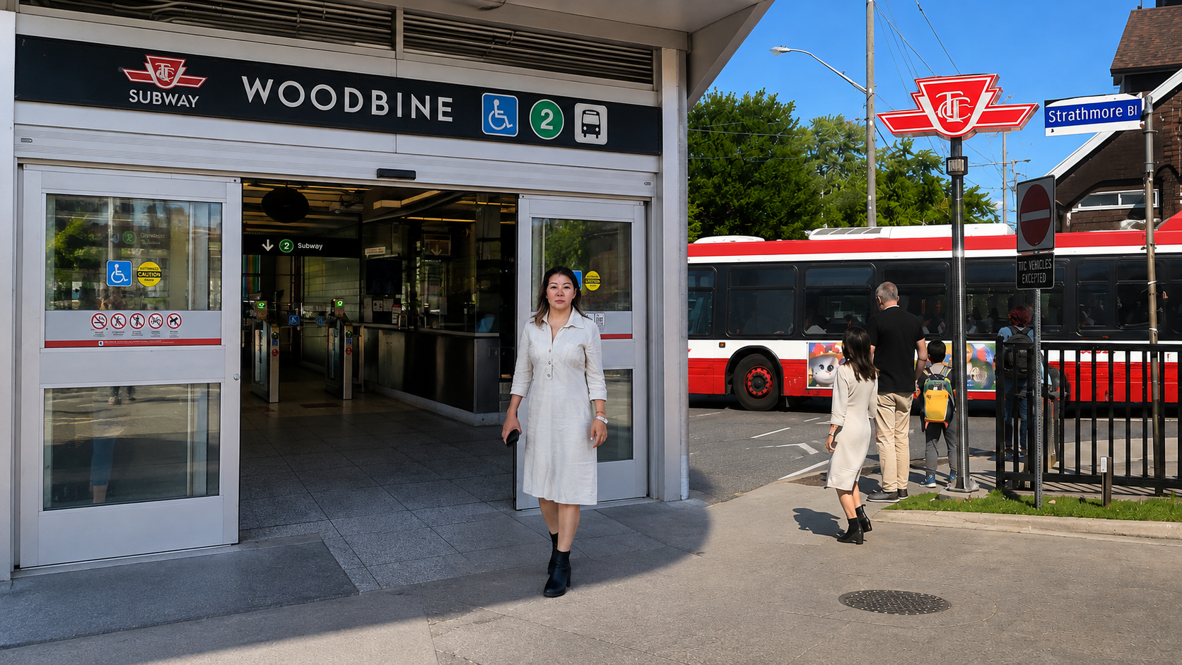 Woodbine subway entrance with Fatima